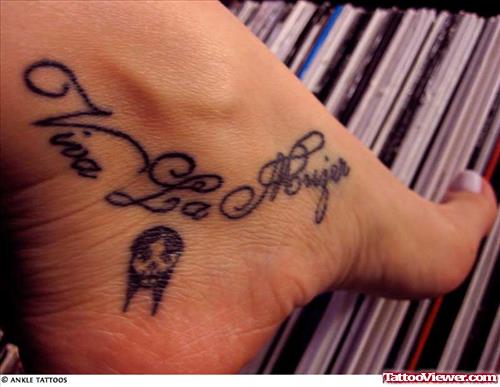 Grey Ink Ankle Tattoo