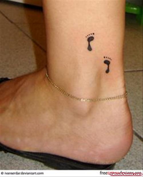 Foot Prints Ankle Tattoo