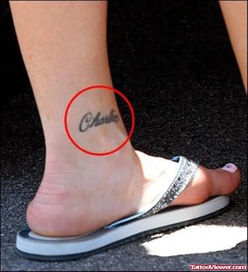 Charlie Name Tattoo On Ankle