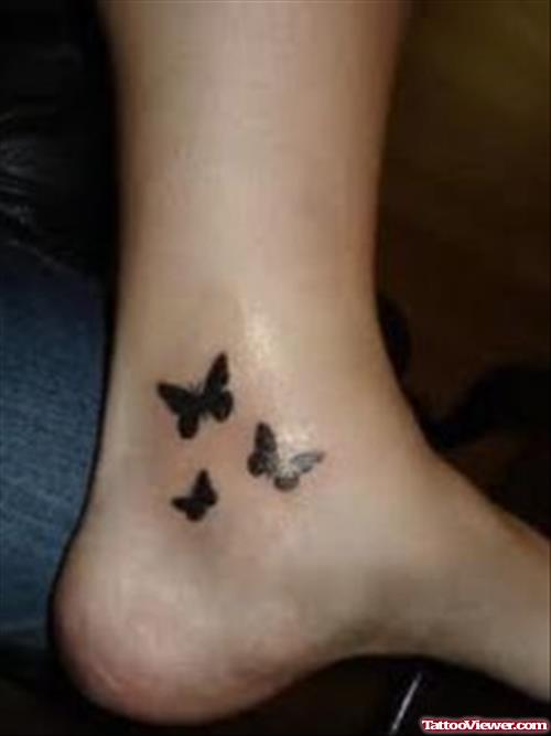 Black Butterflies Ankle Tattoo