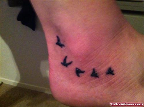 Amazing Black Birds Ankle Tattoos