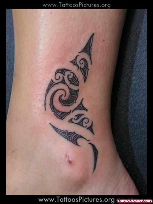 Awesome Black Tribal Ankle Tattoo