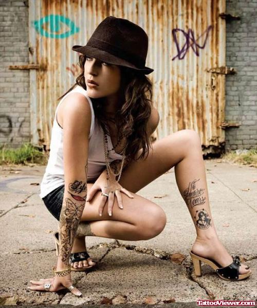 Grey Ink Ankle Tattoo For Girls