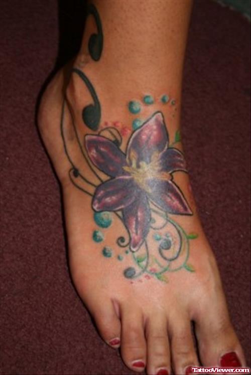 Color Flower Tattoo On Ankle