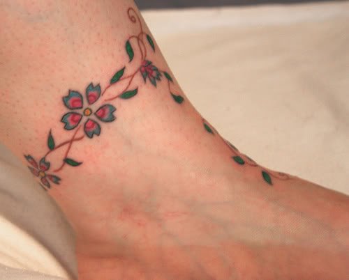 Flowers Ankle Band Tattoo