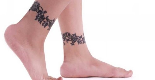 Black Ink Ankle Bands Tattoos