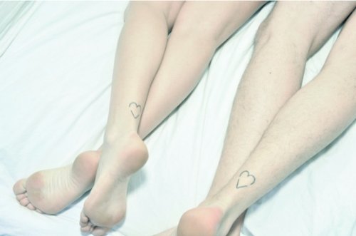 Outline Heart Ankle Tattoos
