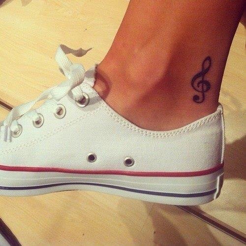Musical Violen Key Ankle Tattoo
