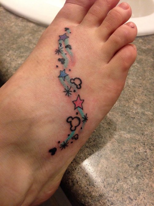Colored Stars Ankle Tattoo