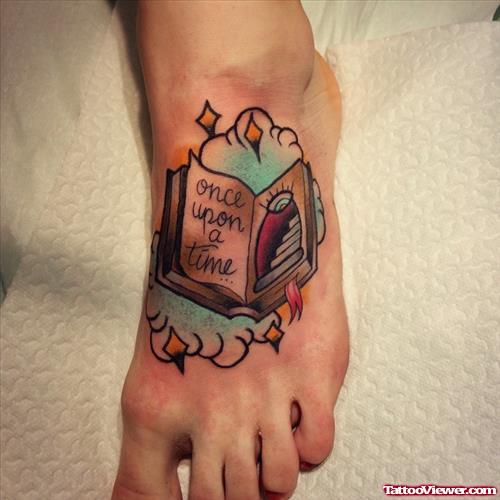 fabulous book tattoo on ankle