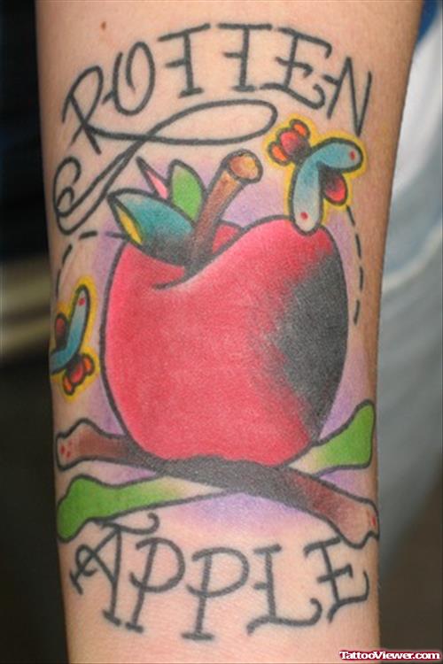 Rottem Apple Tattoo On Sleeve