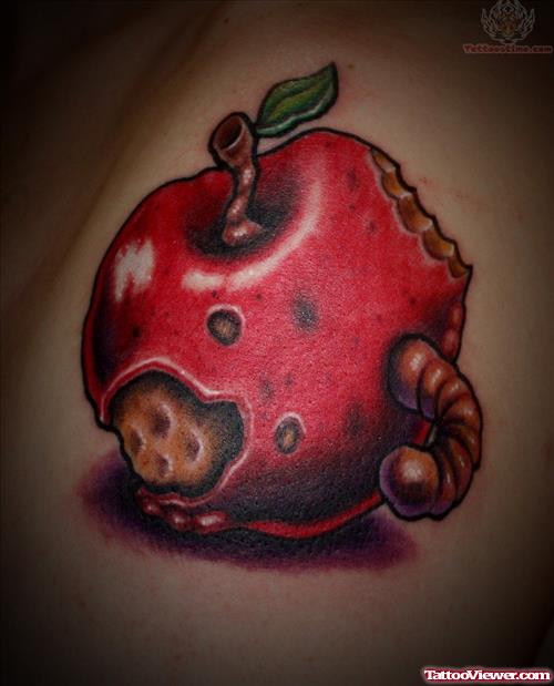 Red Ink Rotten Apple Tattoo