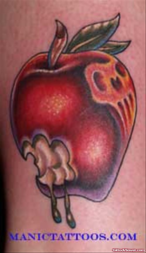 Red Ink Poison Apple Tattoo