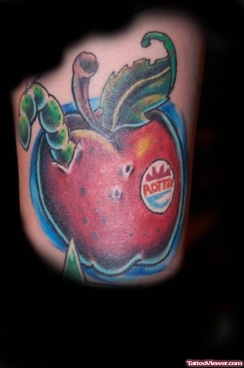 Red Ink Apple Tattoo Design