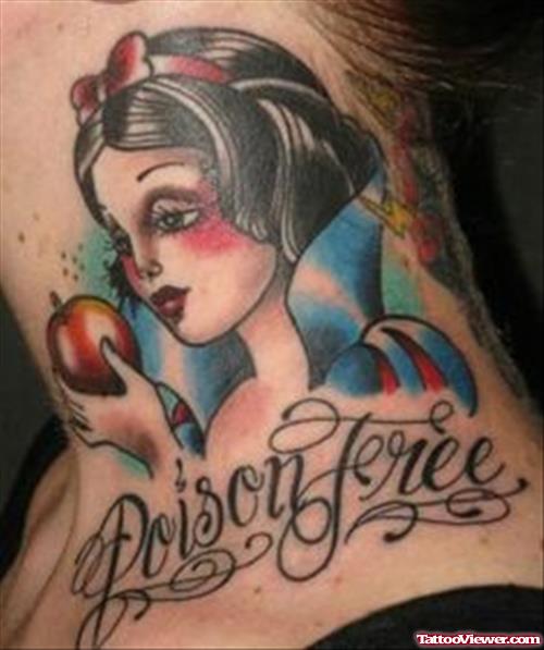 Poison Free Apple Tattoo On Neck