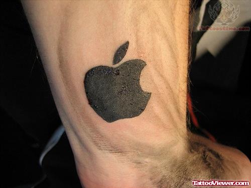 Black Apple Tattoo On Arm