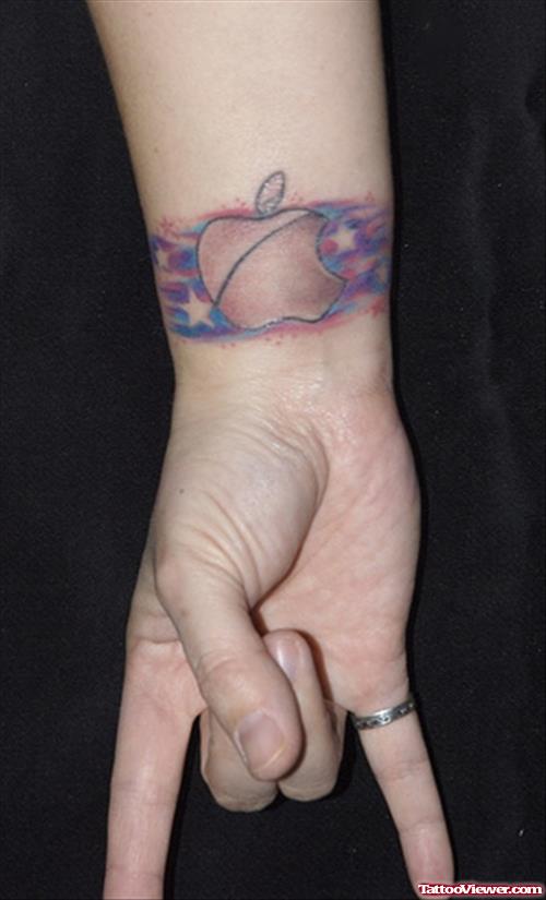 Apple Tattoo On Right Wrist