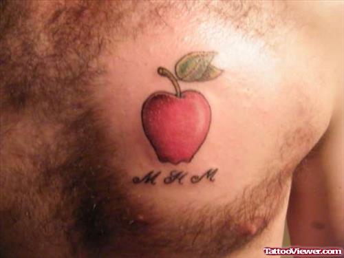 Apple Tattoo On Man Chest