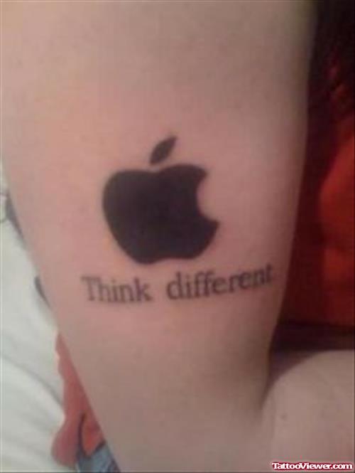 Think Different Apple Tattoo On Bicep