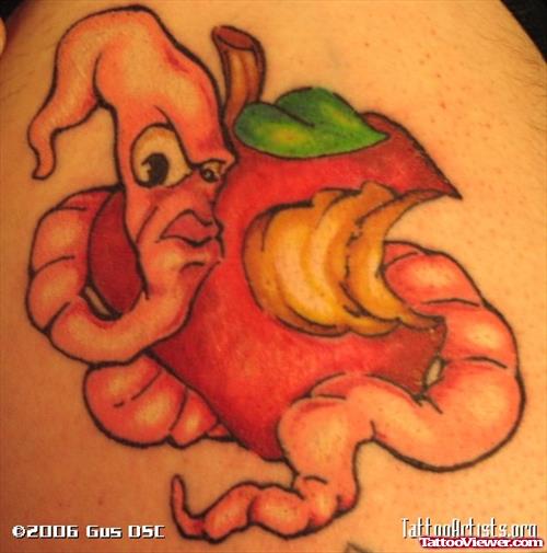 Rotten Snake And Apple Tattoo