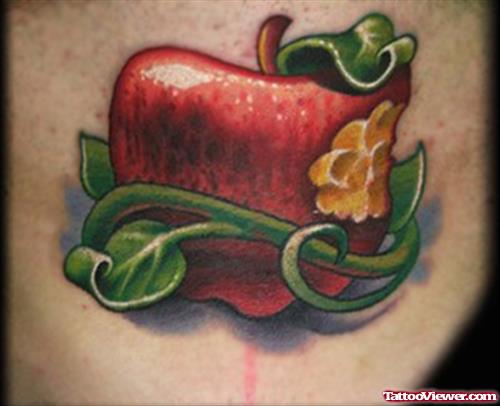 Green Leaves And Apple Tattoo