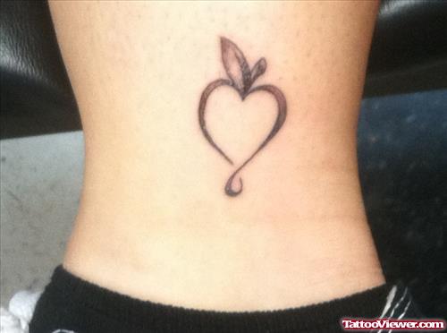 Apple Heart Tattoo On Ankle
