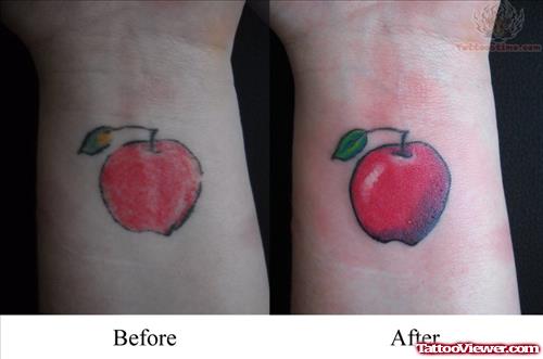Red Apple Tattoos On Wrist