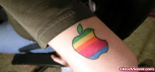 Colorful Apple Tattoo On Arm