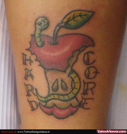 Hard Core Snake And Apple Tattoo