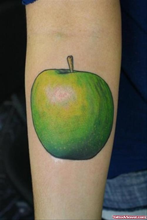 Beautiful Green Apple Tattoo On Arm