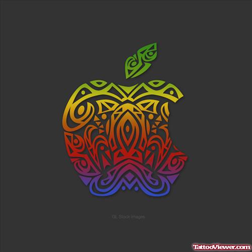 Awesome Colored Apple Tattoo Design