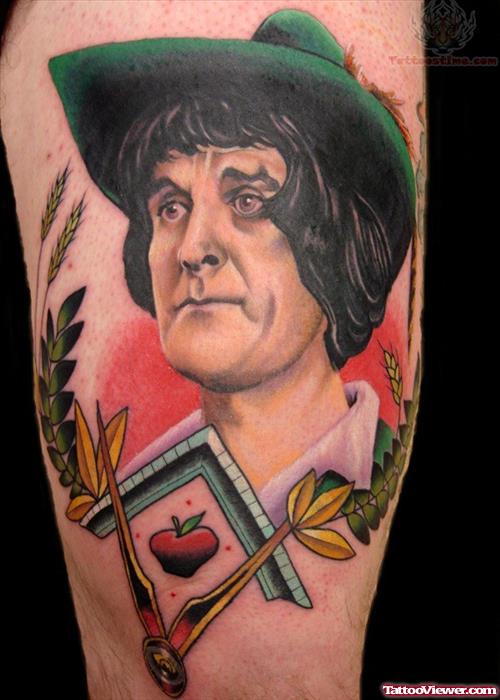 Portrait And Apple Tattoo