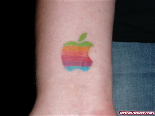 Colorful Apple Tattoo On Wrist