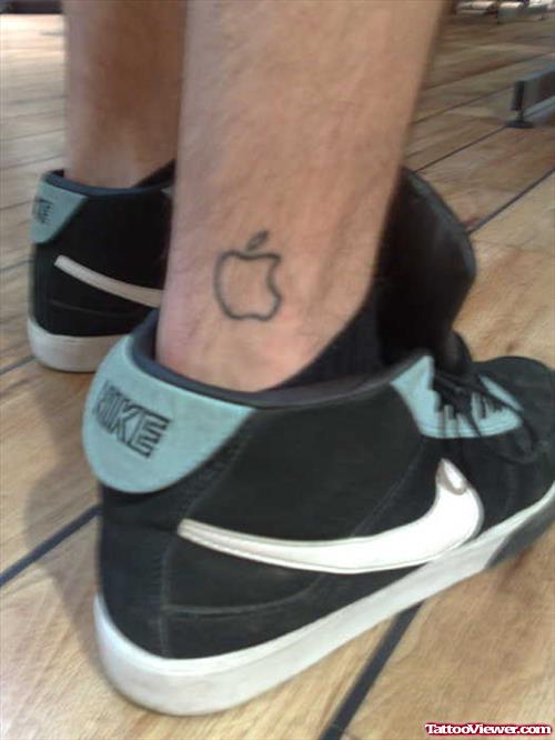 Amazing Outline Apple Tattoo On Ankle