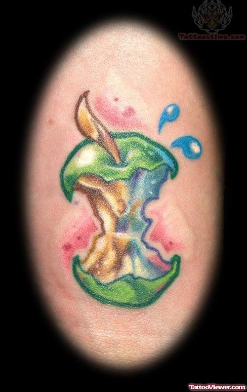 Green Apple Core Tattoo