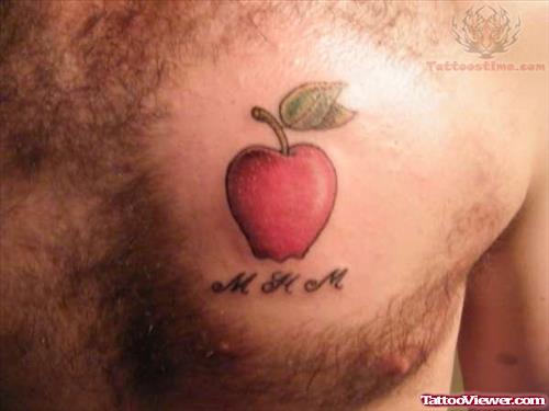 Red Apple Tattoo On Chest