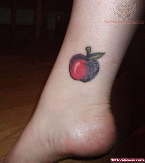 Red Apple Tattoo on Ankle