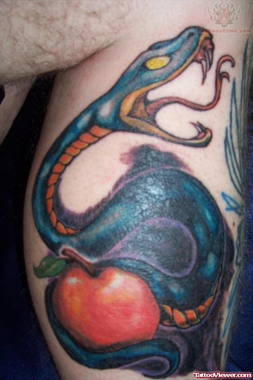 Apple And Snake Tattoo