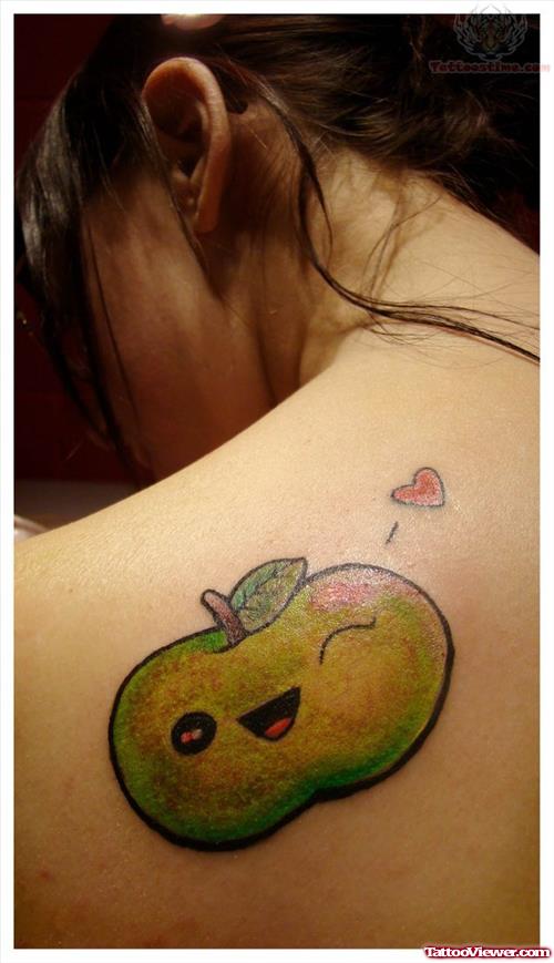 Naughty Apple Tattoo On Back
