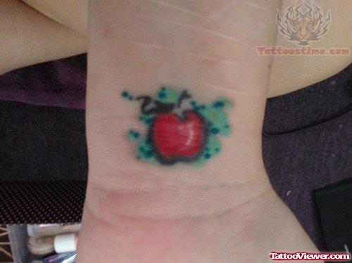 Red Small Apple Tattoo