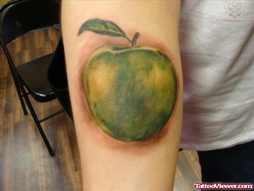 Green Apple Tattoo On Arm