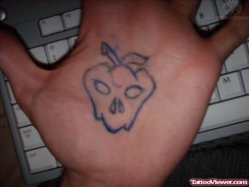 Apple Skull Tattoo On Palm