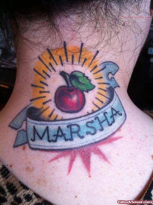 Marsha - Apple Tattoo On Neck