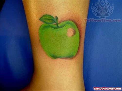 Green Apple Tattoo Leg