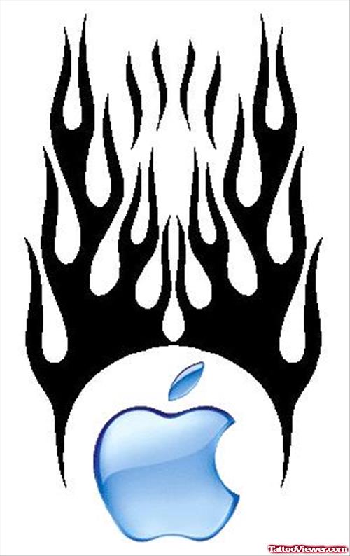 Flaming Apple Tattoo Design