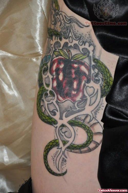 Dragon And Rotten Apple Tattoo