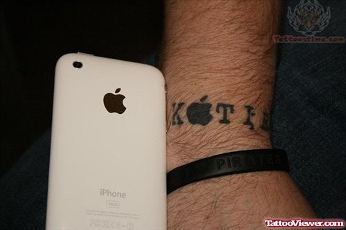 Apple Logo And Phone Tattoo