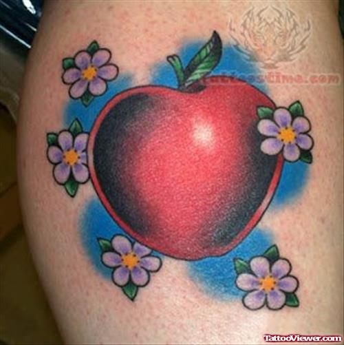 Apple And Flowers Tattoo