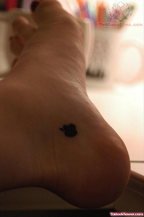 Tiny Apple Logo Tattoo On Ankle