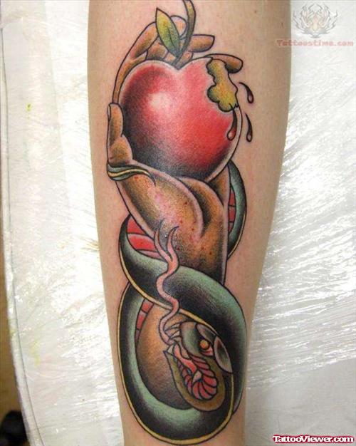 Snake And Eva Apple Tattoo